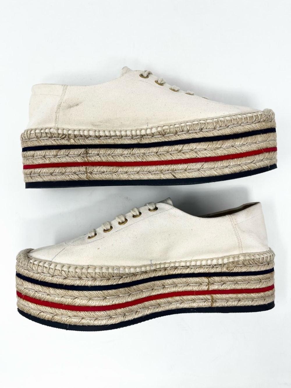 Gucci Vintage GG Logo Canvas Platform Espadrilles Espadrille Sneakers Ivory 39 9 - Picture 4 of 11